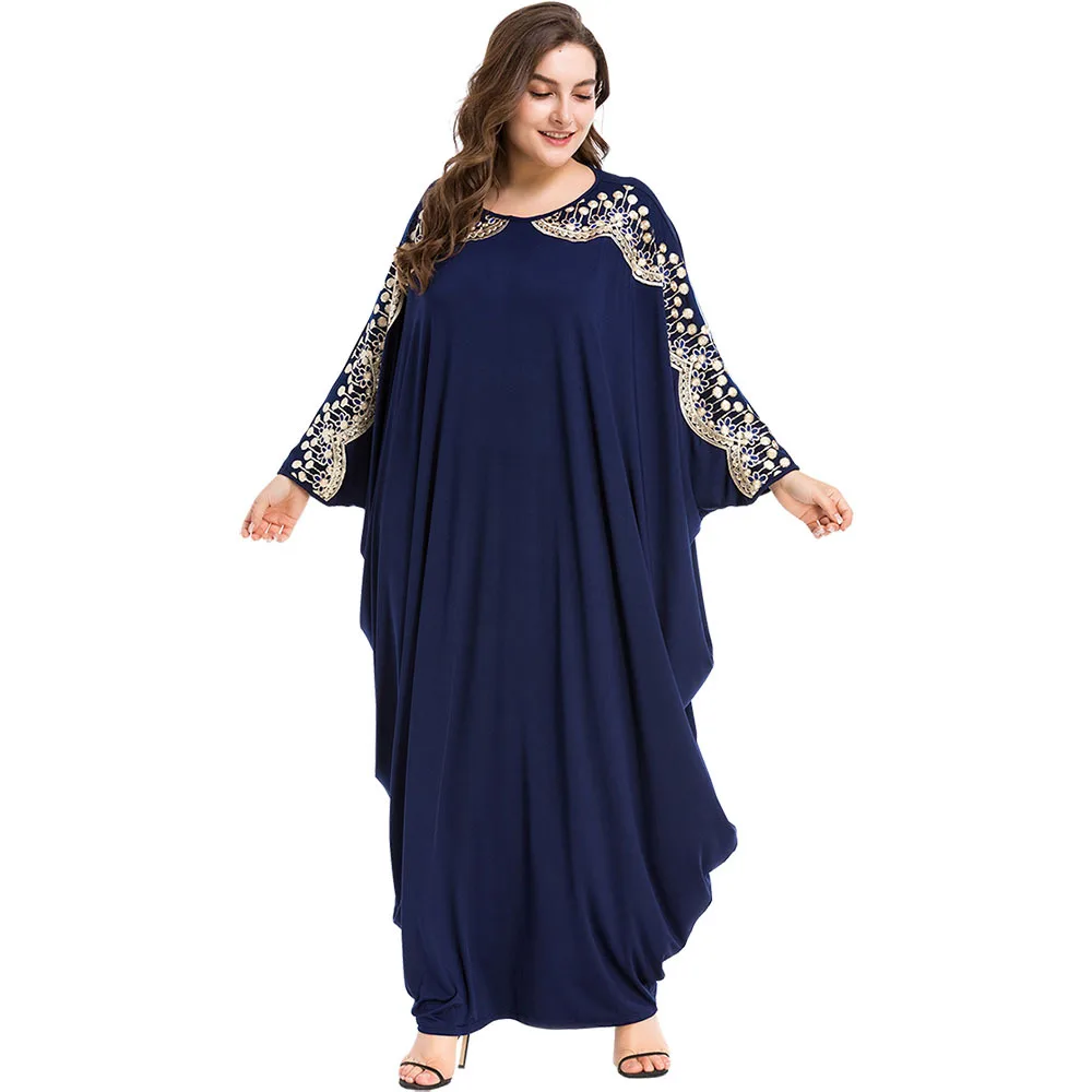 New design fashion long skirt Muslim Hui Dubai bat sleeve robe plus size women's dress
New design fashion long skirt Muslim Hui Dubai bat sleeve robe plus size women's dress