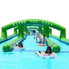 3 Lanes Slide The City Slip and Slides 300m Extra Long Inflatable Bouncy Waterslide 1000 ft Water Slide For Sale