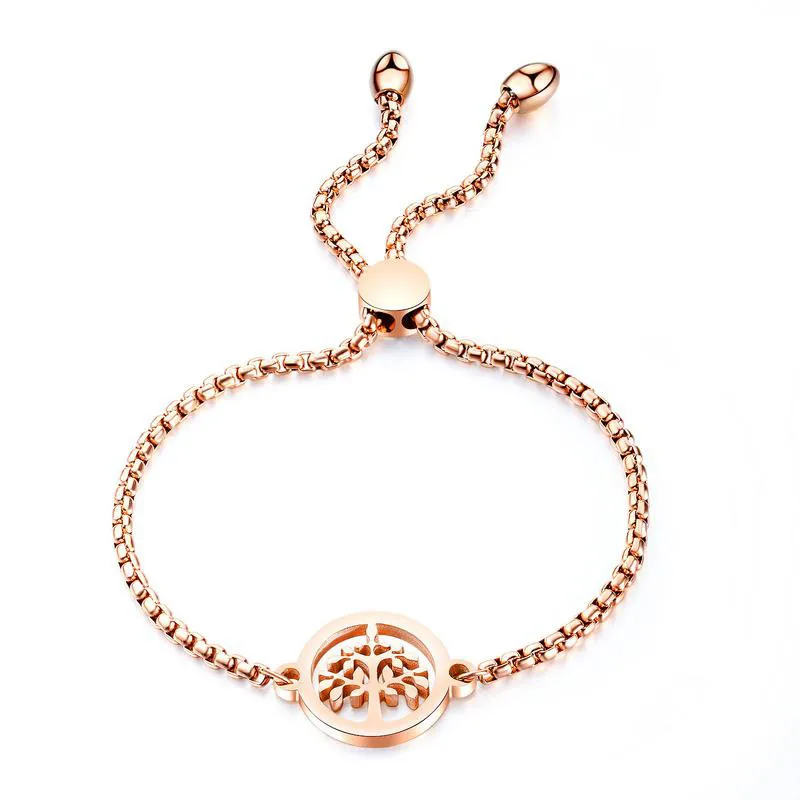 European Vintage Rose Gold Silver Titanium Steel Life Tree Charm Bracelet Box Chain Tree Of Life Bracelet For Girls
European Vintage Rose Gold Silver Titanium Steel Life Tree Charm Bracelet Box Chain Tree Of Life Bracelet For Girls