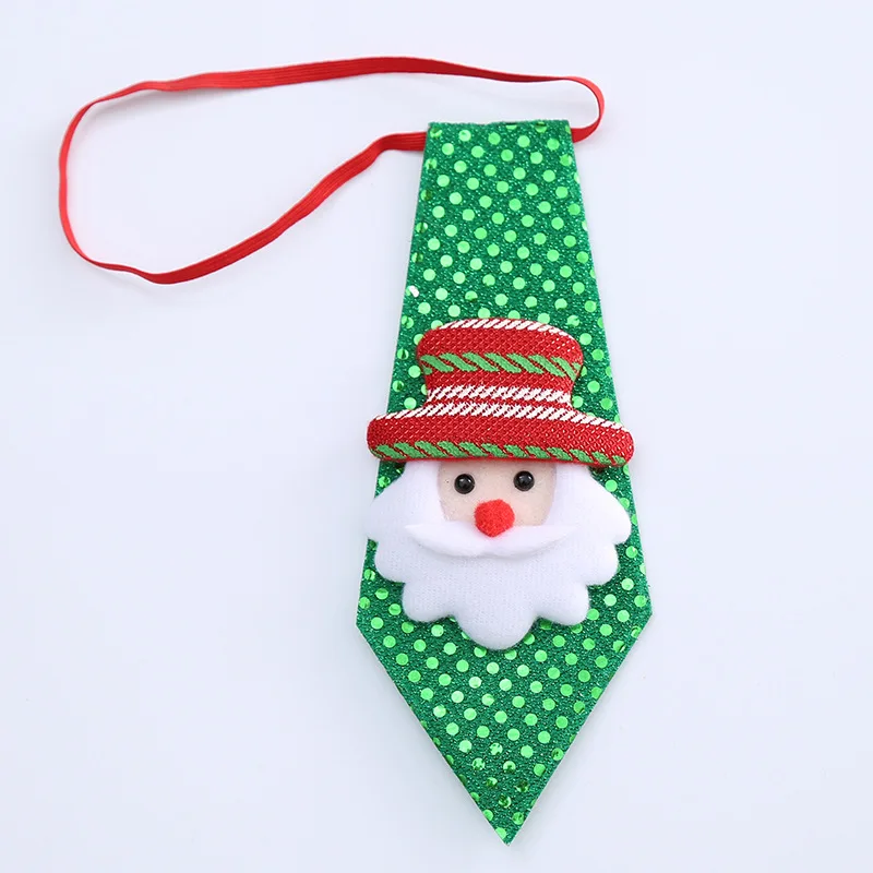 Printed Kids Christmas Tie Novelty Necktie Red Santa Claus Snowflake Neck Tie for Festival Gift