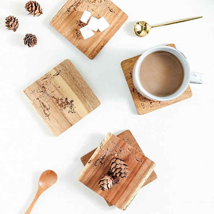 Promotional Reusable Personalised Custom Print Logo Wooden square cup mat decorative coffee Coaster
Promotional Reusable Personalised Custom Print Logo Wooden square cup mat decorative coffee Coaster