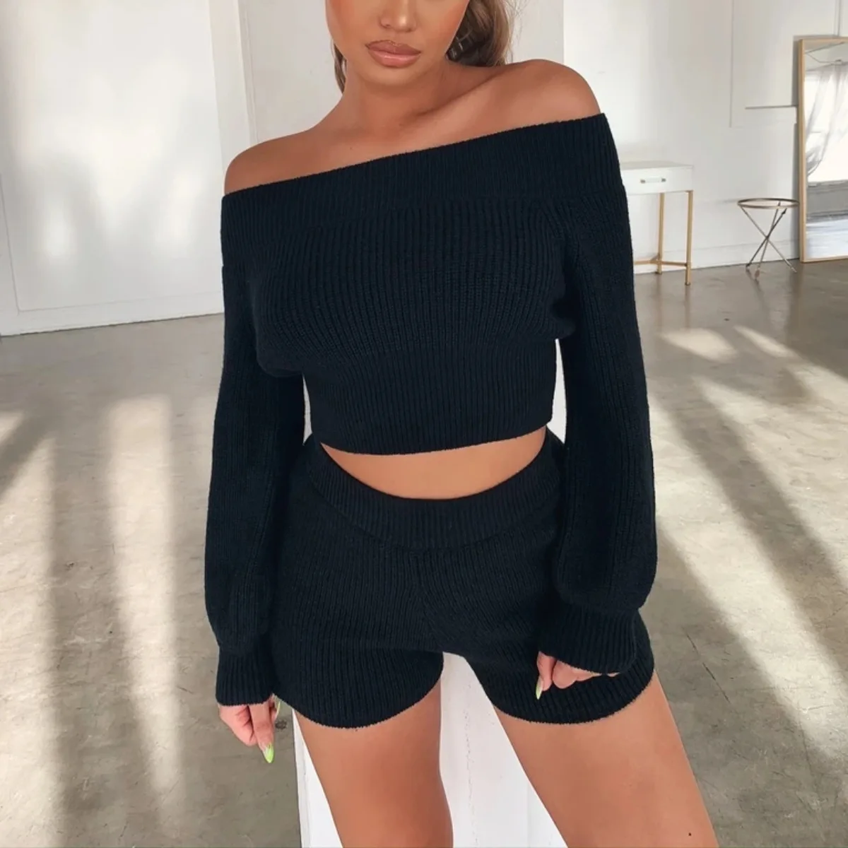 wholesale lady Summer knit sexy off shoulder sweater skirt suit women clothing two piece set sweater
wholesale lady Summer knit sexy off shoulder sweater skirt suit women clothing two piece set sweater