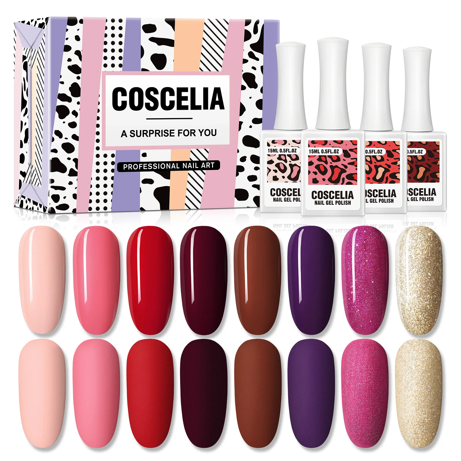 COSCELIA 8 Colors 15ml Nail Gel Polish Semi Permanent UV LED Gel Professional Manicure Painting UV Gel Set Salon Supplies Kit
COSCELIA 8 Colors 15ml Nail Gel Polish Semi Permanent UV LED Gel Professional Manicure Painting UV Gel Set Salon Supplies Kit