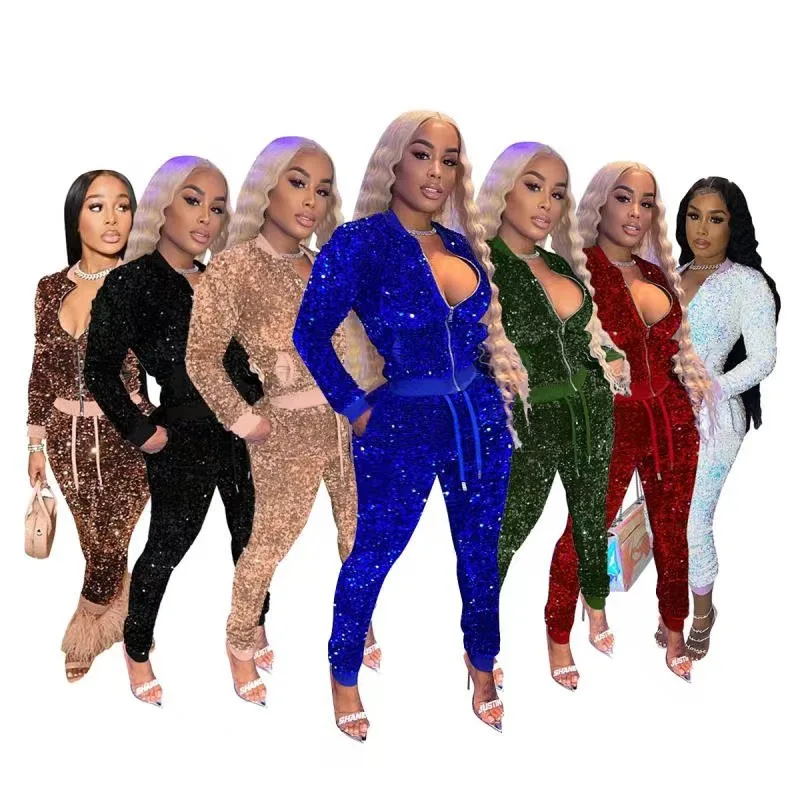 2022 New Design Sequined Zipper Long Sleeve Sexy Two Piece Winter Sets Outfits For Women, Customized for short sets for women
2022 New Design Sequined Zipper Long Sleeve Sexy Two Piece Winter Sets Outfits For Women, Customized for short sets for women