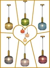 Metal Dining Lamp Decorative Colored Glass Pendant Lighting Chandeliers