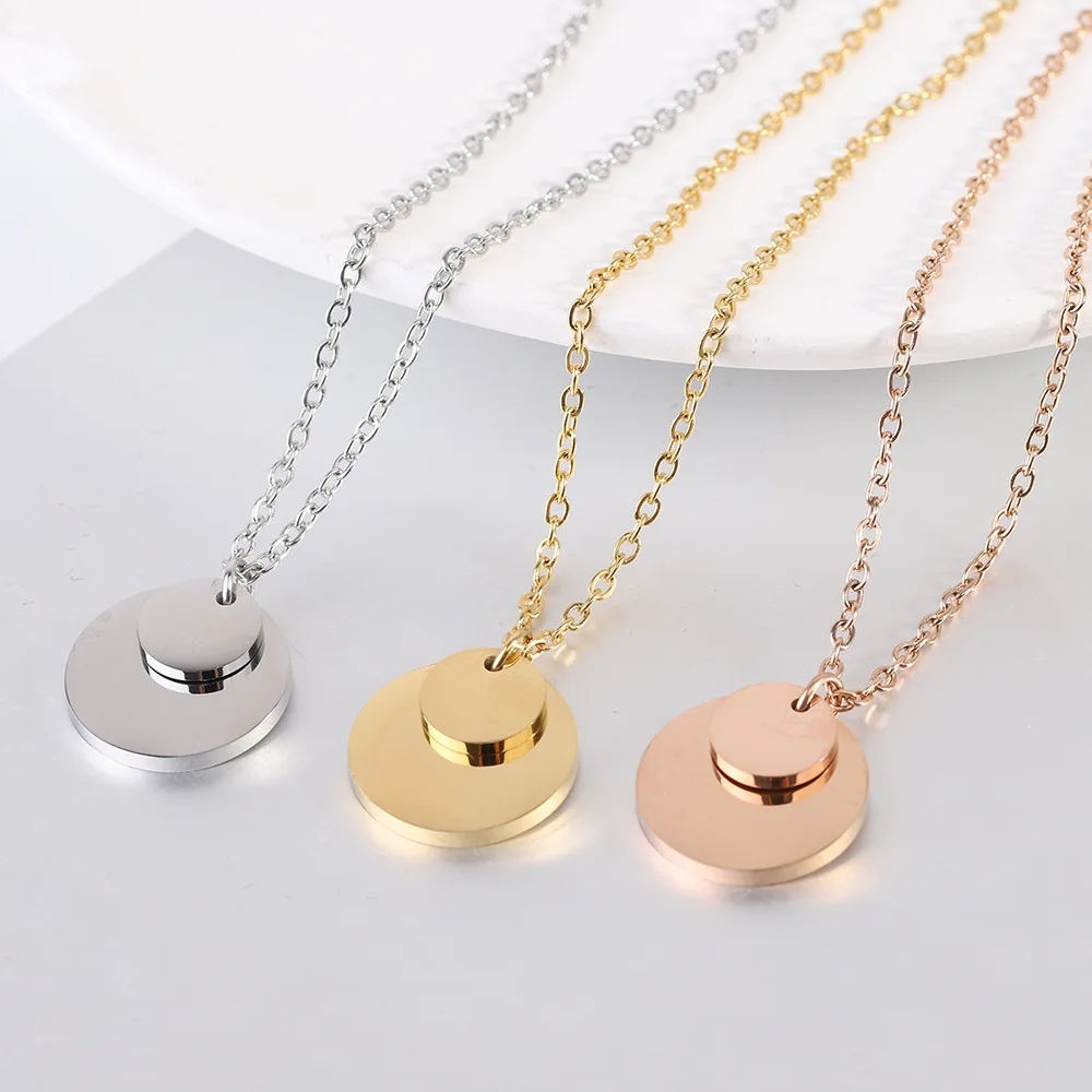 2024 Personalized Custom Double Coin Round shaped Necklace Stainless Steel Engraving Blank Pendant Necklace
2024 Personalized Custom Double Coin Round shaped Necklace Stainless Steel Engraving Blank Pendant Necklace