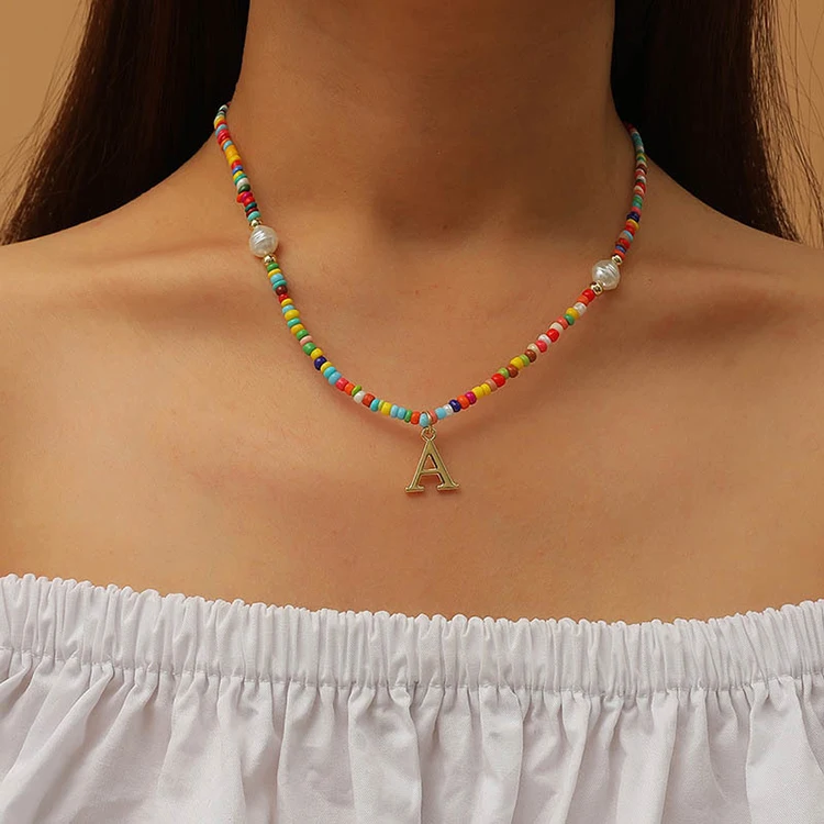 Bohemian Letter A Color Rice Bead Necklace Europe and America Cross-border Trend Knitted Pendant Jewelry
Bohemian Letter A Color Rice Bead Necklace Europe and America Cross-border Trend Knitted Pendant Jewelry