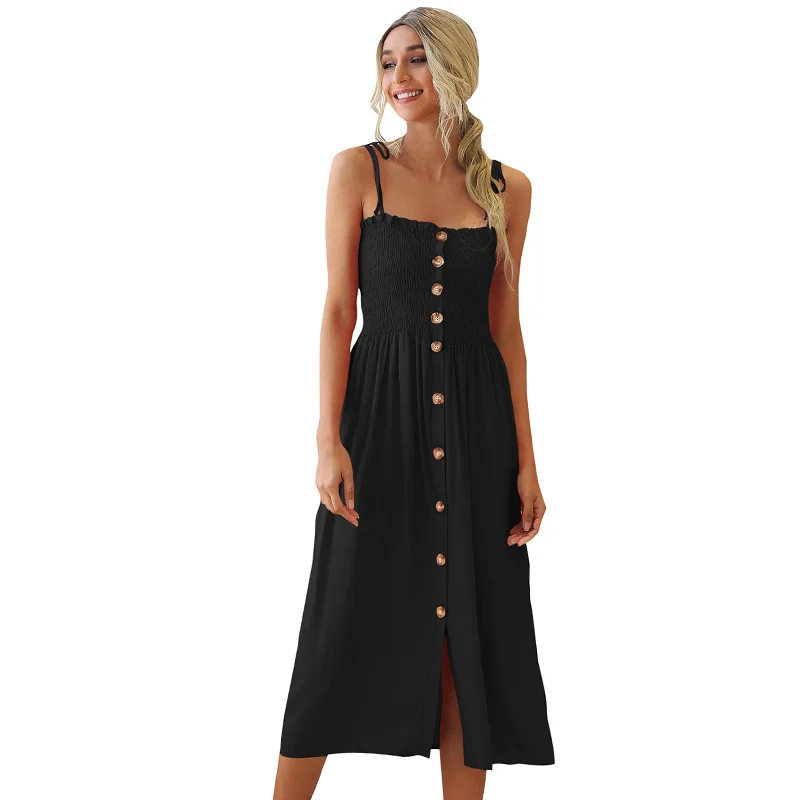 Wholesale 2021 Summer Women Casual Strap Dress Single Breasted Pleated Midi Slip Dress
Wholesale 2021 Summer Women Casual Strap Dress Single Breasted Pleated Midi Slip Dress