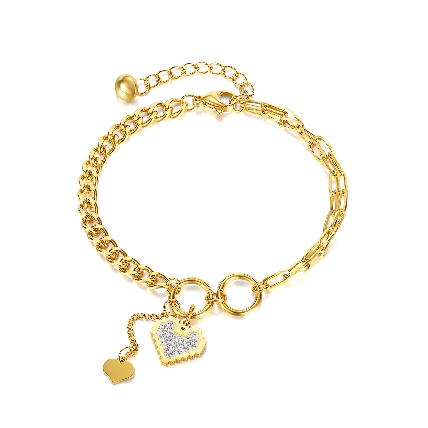 Drop shipping Lovely Heart Charms Bracelet 18K Gold Plated Stainless Steel Chain Bracelet For Lady Customized Fashion Jewelry
Drop shipping Lovely Heart Charms Bracelet 18K Gold Plated Stainless Steel Chain Bracelet For Lady Customized Fashion Jewelry
