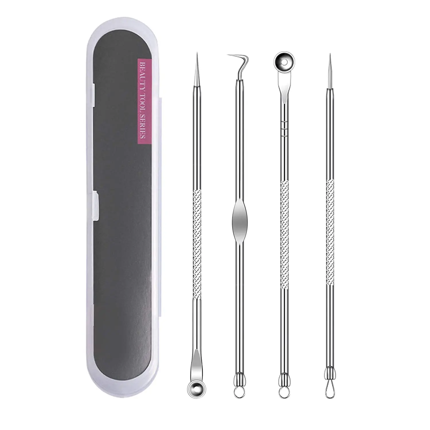4pcs Stainless Steel Facial Blackhead Blemish Comedone Extractor Pimple Removal Kit Blackhead Remover Set
4pcs Stainless Steel Facial Blackhead Blemish Comedone Extractor Pimple Removal Kit Blackhead Remover Set