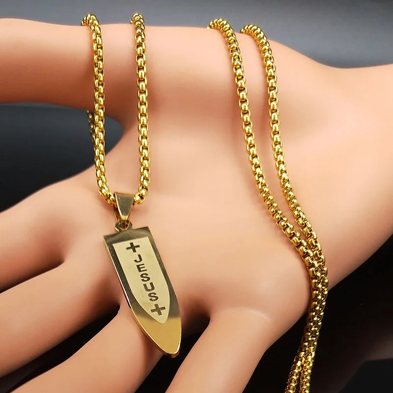 2021 New Gold Color Jesus Bullet Necklaces Jewelry Cadenas Para Hombre Stainless Steel Choker Necklace For Men
2021 New Gold Color Jesus Bullet Necklaces Jewelry Cadenas Para Hombre Stainless Steel Choker Necklace For Men