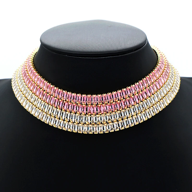 New Arrival Hip Hop 18K Gold Color Plated 1 Row Tennis Chain For Women Pink Bling Bling Full Diamond CZ Adjustable Necklace
New Arrival Hip Hop 18K Gold Color Plated 1 Row Tennis Chain For Women Pink Bling Bling Full Diamond CZ Adjustable Necklace