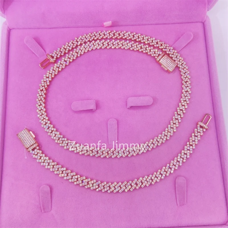 

8mm Big Pointers Fashion Necklace Jewelry Purity Silver Material Rose Gold Color Flawless Moissanite Diamond Necklace