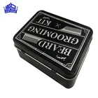 metal embossed cool CD or DVD packing card black tin box with hinge