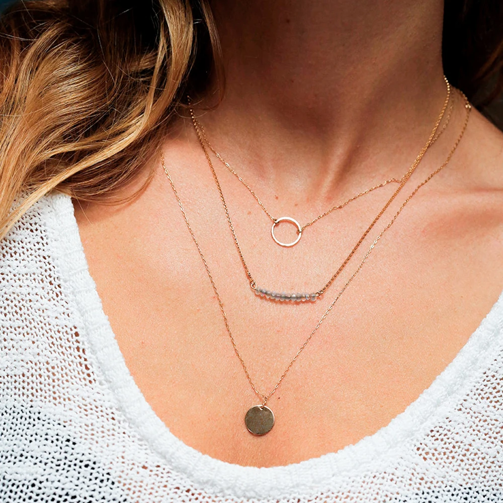 Personalized Woman Engraved Letter Coin Pendant Beads Gold Plated Crystal Stainless Steel Layered Necklace, Gold color
Personalized Woman Engraved Letter Coin Pendant Beads Gold Plated Crystal Stainless Steel Layered Necklace, Gold color