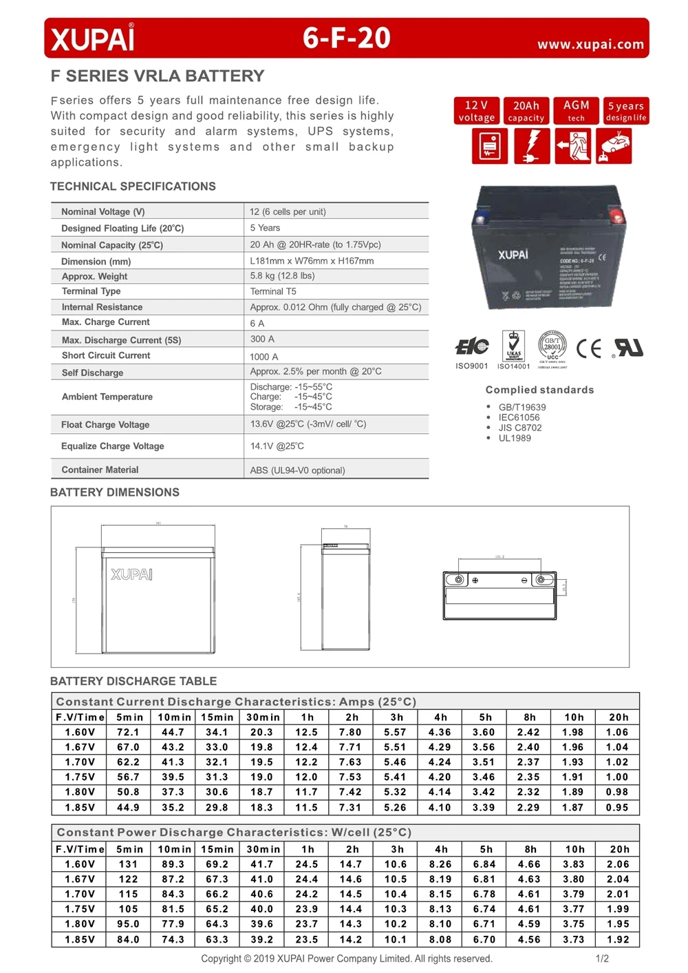 6-F-20 1 ups battery