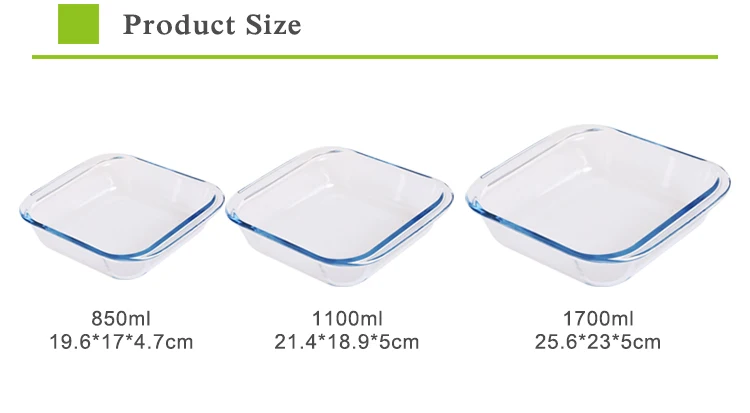 High quality durable square baking pan bakeware sets glass oven serving dish