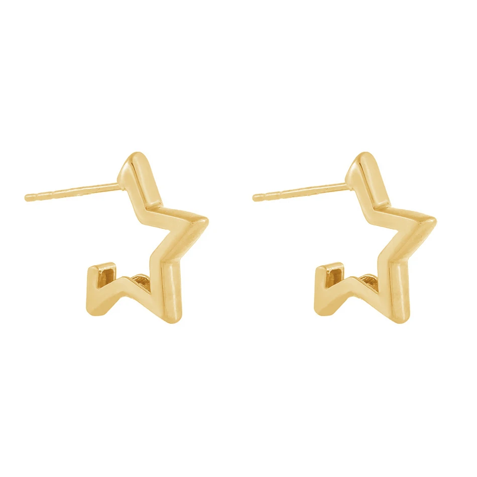 Fine Jewelry Minimalist Earrings 925 Sterling Silver 14k Gold Plated Open Star Stud earrings For Woman
Fine Jewelry Minimalist Earrings 925 Sterling Silver 14k Gold Plated Open Star Stud earrings For Woman