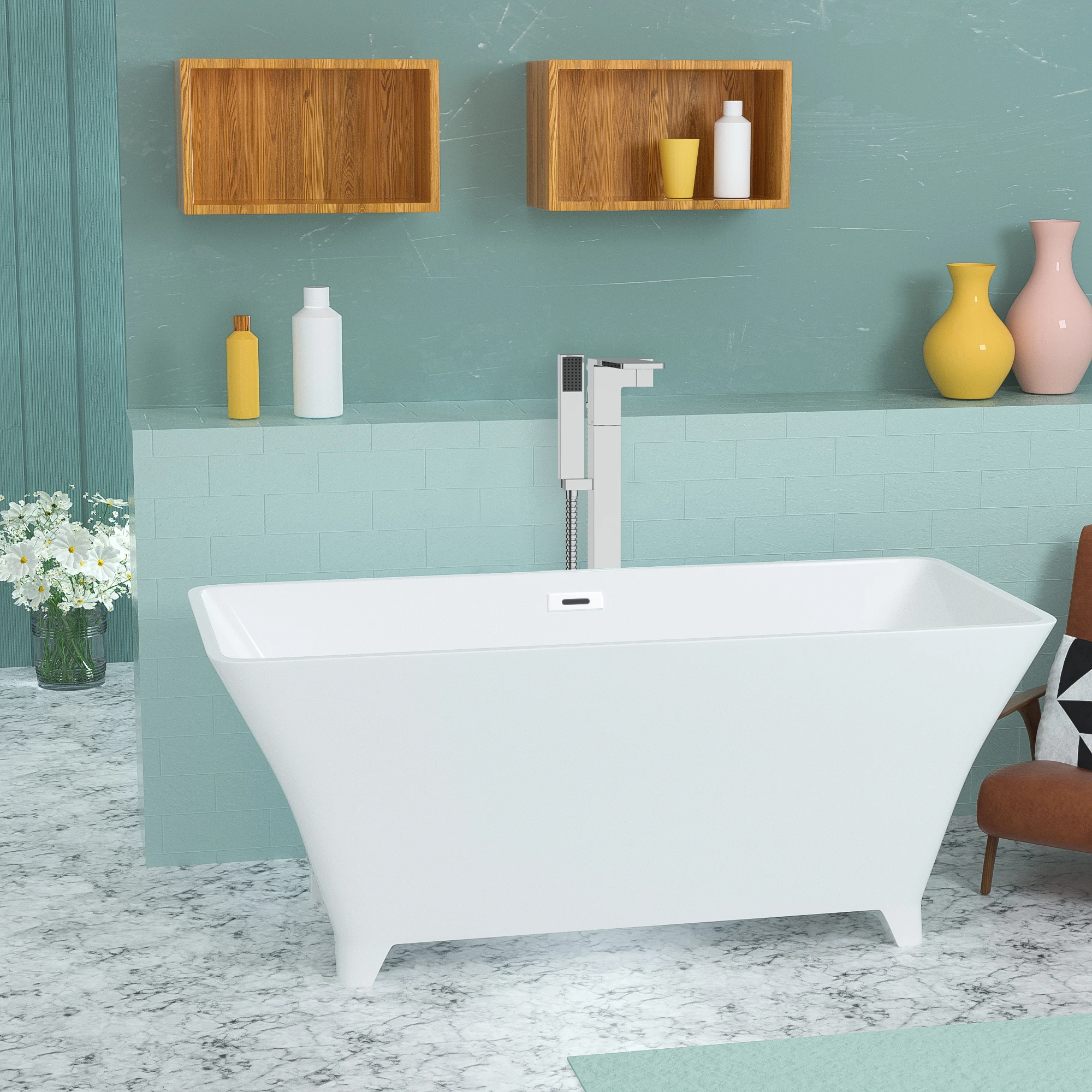 Single Handle Floor Mounted Clawfoot Tub Faucet Chrome Hot Selling new design bathtub faucet Floor standing bathtub faucet