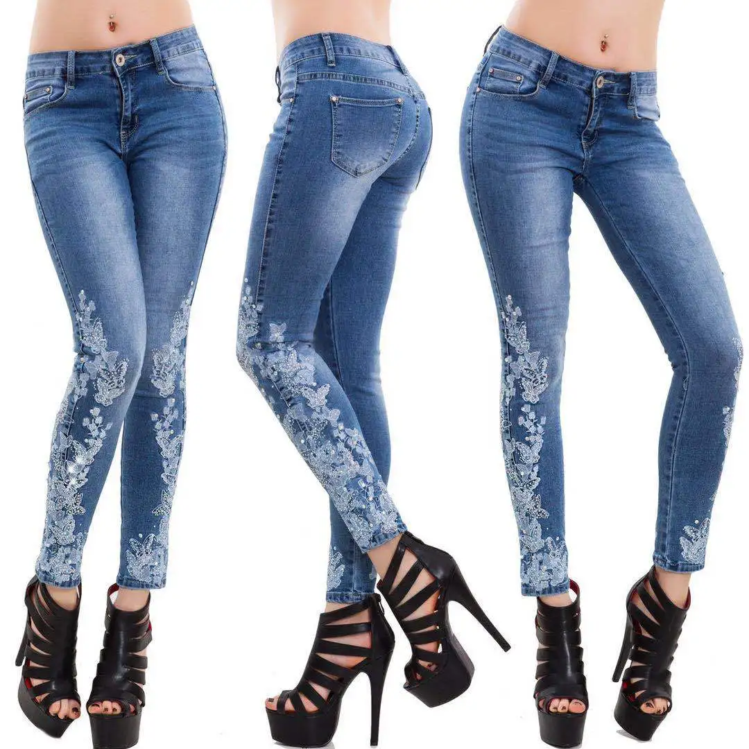 European and American high waist embroidered jeans women's pants cross-border European and American new women slim slim feet wom
European and American high waist embroidered jeans women's pants cross-border European and American new women slim slim feet wom
