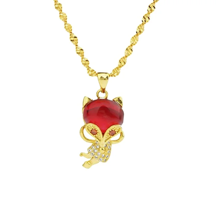 Brass Gold-Plated Plated Necklace Female Fake Gold Jewelry Long Lasting Color Diamond Fox Pendant Wholesale
Brass Gold-Plated Plated Necklace Female Fake Gold Jewelry Long Lasting Color Diamond Fox Pendant Wholesale