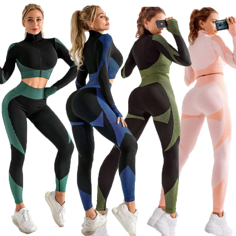 Outdoor running yoga exercise workout tights tops fitness set custom logo private label bubble seamless yoga set
Outdoor running yoga exercise workout tights tops fitness set custom logo private label bubble seamless yoga set