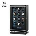 High quality fingerprint mabuchi motor led watch winder wooden gyro watch winder watch box factory directly