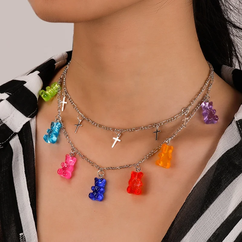 wholesale New Fashion Double Layers cross pendant charms Chain Candy Color Bear Pendant Charm Choker Necklace
wholesale New Fashion Double Layers cross pendant charms Chain Candy Color Bear Pendant Charm Choker Necklace