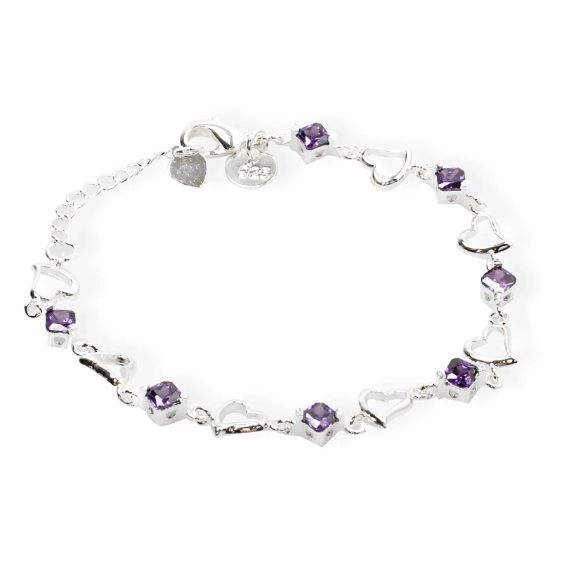 High-end Atmospheric Bracelet Purple Diamond Heart Bracelet Chain Brcelet for Women, Sliver
High-end Atmospheric Bracelet Purple Diamond Heart Bracelet Chain Brcelet for Women, Sliver