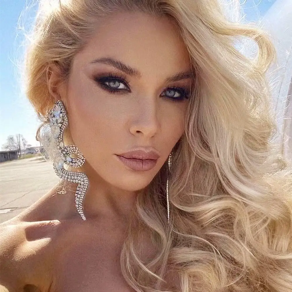 Personality Trend Rhinestone Big Snake Shape Earrings Women Retro Fashion Ear Jewelry, Same as picture
Personality Trend Rhinestone Big Snake Shape Earrings Women Retro Fashion Ear Jewelry, Same as picture