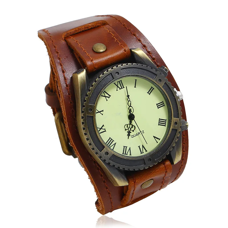New Retro Punk Men Leather Handmade Bracelet Quartz Watch Personality Wild Bracelet Jewelry
New Retro Punk Men Leather Handmade Bracelet Quartz Watch Personality Wild Bracelet Jewelry