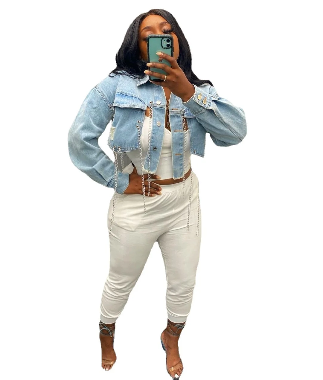 Short Loose Coat For Women With Chain Denim Plus Size Jacket Women's Coats Latest Denim Coat
Short Loose Coat For Women With Chain Denim Plus Size Jacket Women's Coats Latest Denim Coat