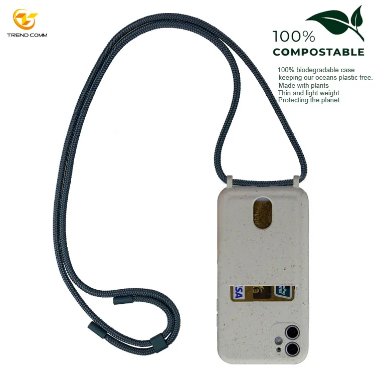 Custom Shoulder Strap 100% Compostable Carry Case Phone Card Holder For iPhone 12 Pro Max
Custom Shoulder Strap 100% Compostable Carry Case Phone Card Holder For iPhone 12 Pro Max