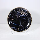 Tableware set supplies glazed black and white gold porcelain dinnerware set ceramic dinner plate