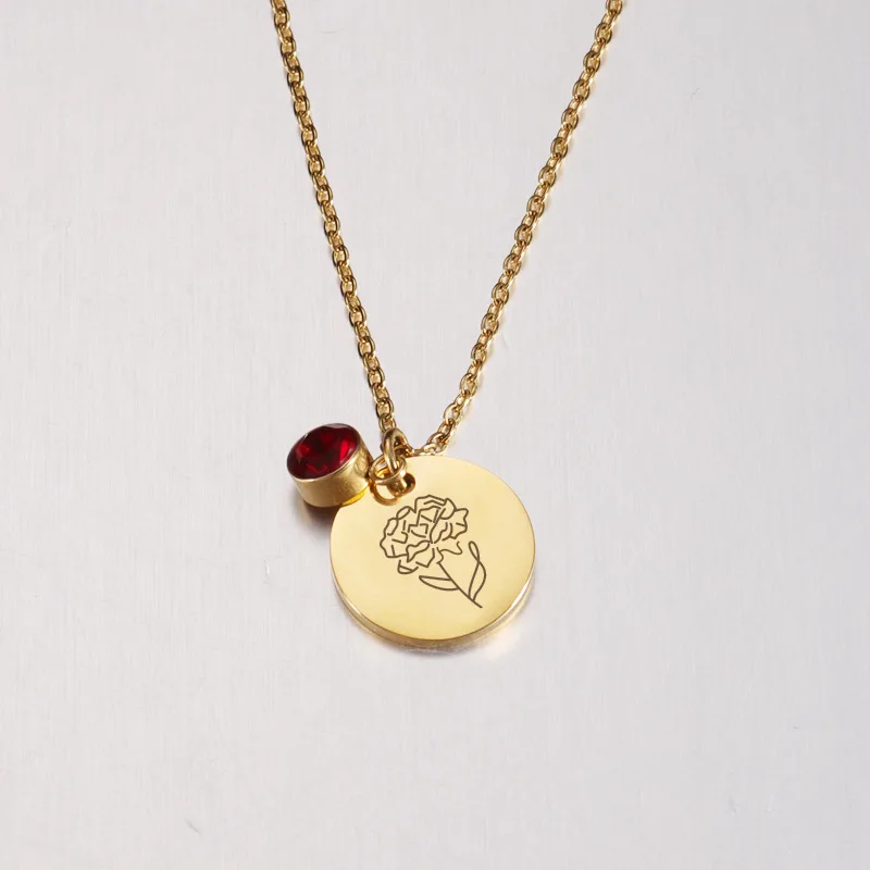 New Personality Birthday Necklace Stainless Steel Birthday Flower Plus Birthday Stone Pendant Necklace, Picture shows
New Personality Birthday Necklace Stainless Steel Birthday Flower Plus Birthday Stone Pendant Necklace, Picture shows