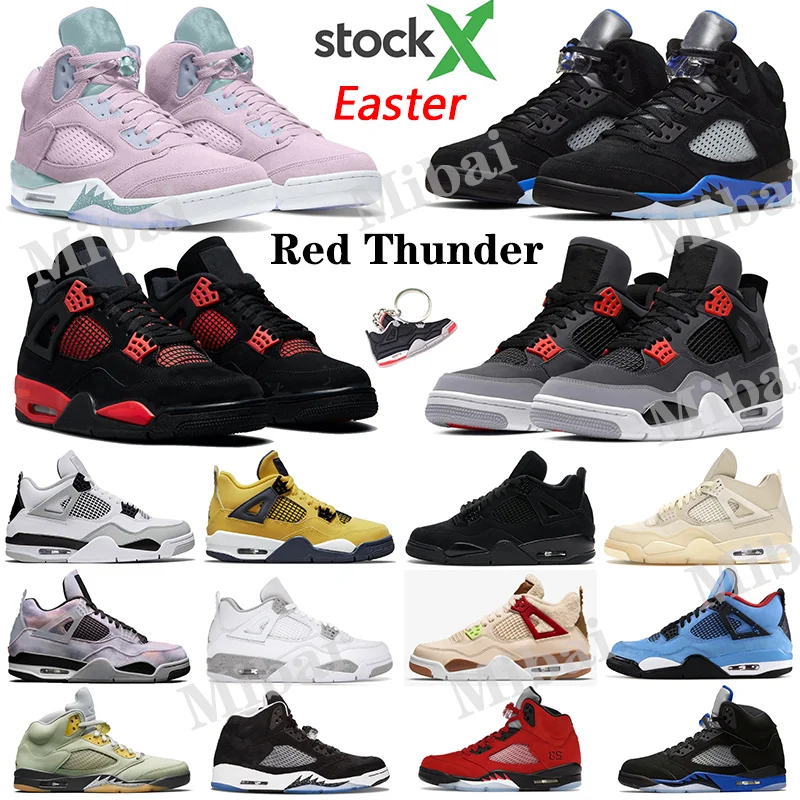 

In Stock X Newest High OG Quality Jordan 4 Retro Red Thunder 5 Easter Oreo Sail Black Cat Lightning mens Jordan 4s shoes