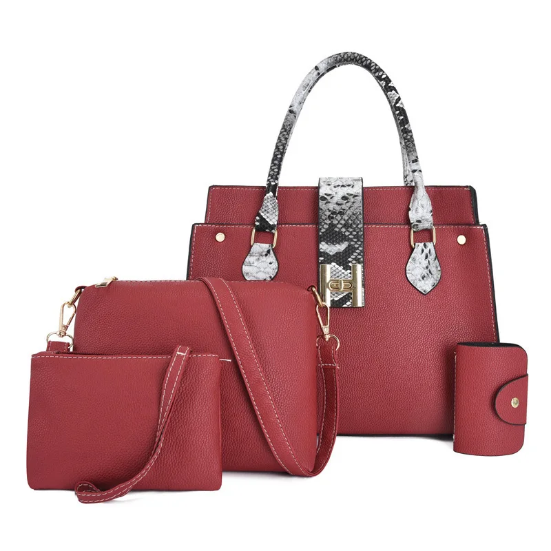 Four Piece Handbag Single Shoulder Bag 2021 Mother-and-child Snake Pattern Foreign Trade Fashion Female Bag Messenger Bag, Red, light gray, blue, black, pink
Four Piece Handbag Single Shoulder Bag 2021 Mother-and-child Snake Pattern Foreign Trade Fashion Female Bag Messenger Bag, Red, light gray, blue, black, pink