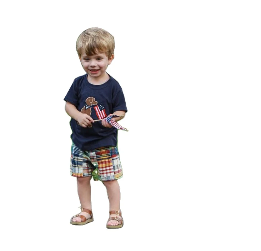 Summer Cotton Animal Ambroidery Short Sleeve and Grid Shorts Kids 4th of July Outfits, Black
Summer Cotton Animal Ambroidery Short Sleeve and Grid Shorts Kids 4th of July Outfits, Black