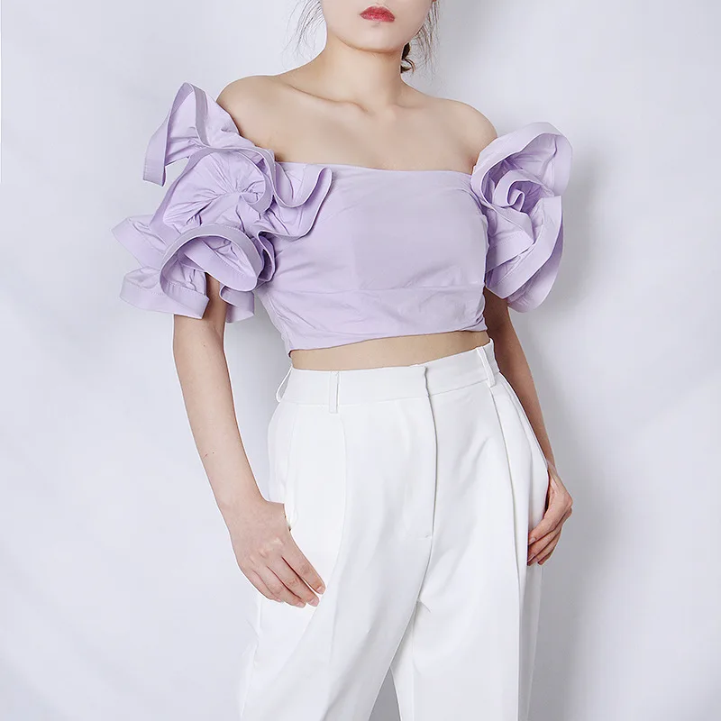 2020 summer new fashion sexy bubble sleeves blouse off shoulder ruffled zip blouse female
2020 summer new fashion sexy bubble sleeves blouse off shoulder ruffled zip blouse female