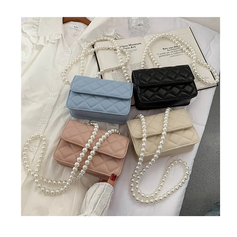Solid Quilted Retro Small Women's Bag 2021 New Style Fashion All-Match Simple Shoulder Bag Pearls Strap Chest Bag Square Handbag
Solid Quilted Retro Small Women's Bag 2021 New Style Fashion All-Match Simple Shoulder Bag Pearls Strap Chest Bag Square Handbag