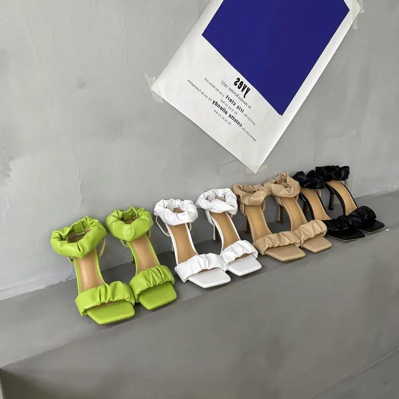 Amazon hot-selling simple temperament stiletto square toe pleated sandals, Black,green,white,beige or customized
Amazon hot-selling simple temperament stiletto square toe pleated sandals, Black,green,white,beige or customized