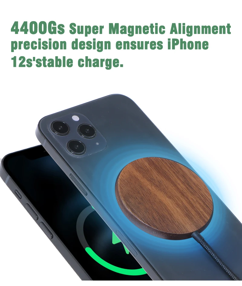 Wood Magnetic Wireless Charger for Fast 10W Charging USB-C Port Charger Compatible with iPhone 12/Pro/Pro Max/Mini, Wood color
Wood Magnetic Wireless Charger for Fast 10W Charging USB-C Port Charger Compatible with iPhone 12/Pro/Pro Max/Mini, Wood color