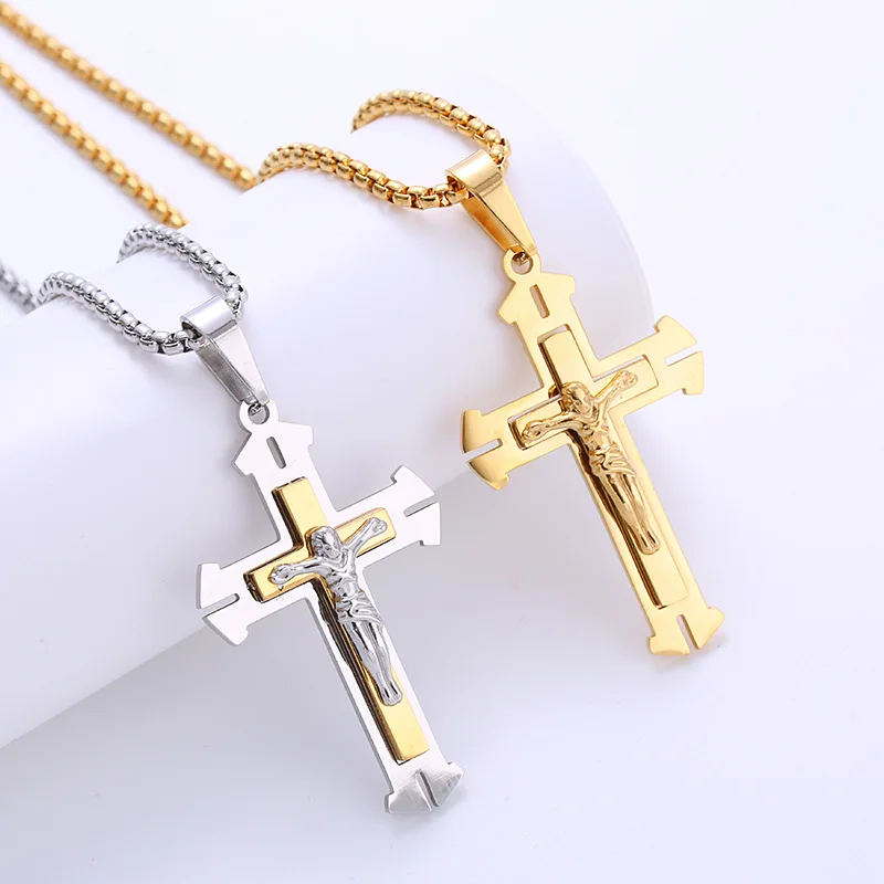 High quality Vintage Jewelry Gold Plated Choker Stainless steel jewelry Chunky Jesus Cross Pendant Necklace
High quality Vintage Jewelry Gold Plated Choker Stainless steel jewelry Chunky Jesus Cross Pendant Necklace