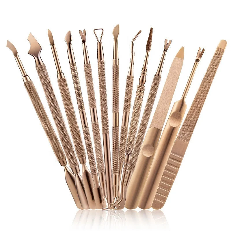 Top Quality 13pcs Gold Nail File Stainless Steel Push Multifunctional Cleaner and Nail Art Removal Tool, Customized color
Top Quality 13pcs Gold Nail File Stainless Steel Push Multifunctional Cleaner and Nail Art Removal Tool, Customized color