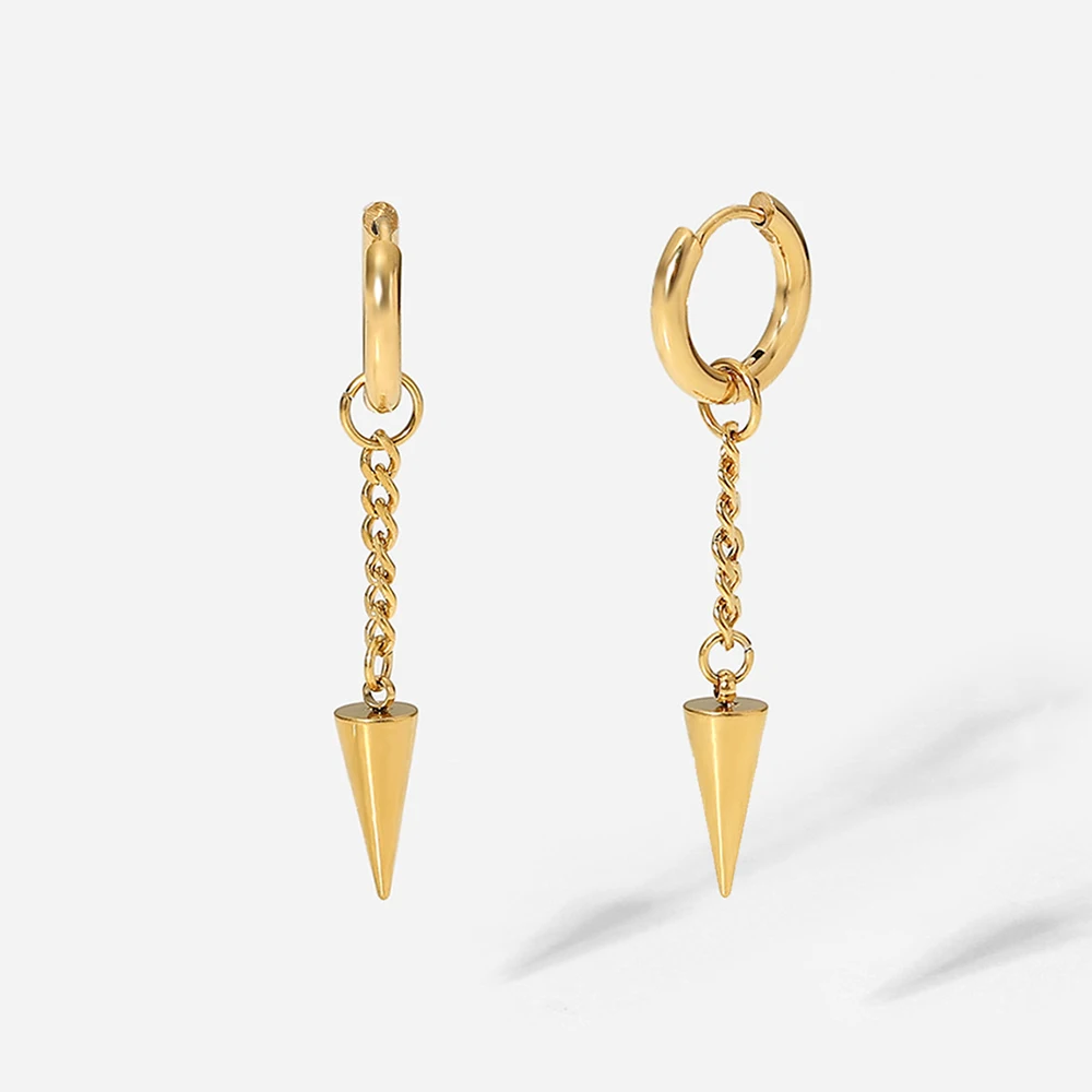 INS fashion 18K gold Plated stainless steel hanging rivets triangle earrings earrings titanium steel pendant earrings for women
INS fashion 18K gold Plated stainless steel hanging rivets triangle earrings earrings titanium steel pendant earrings for women