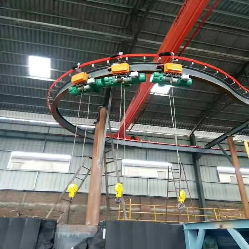 Curved Monorail Crane With Cd Electric Hoist Powered By Conductor Bar