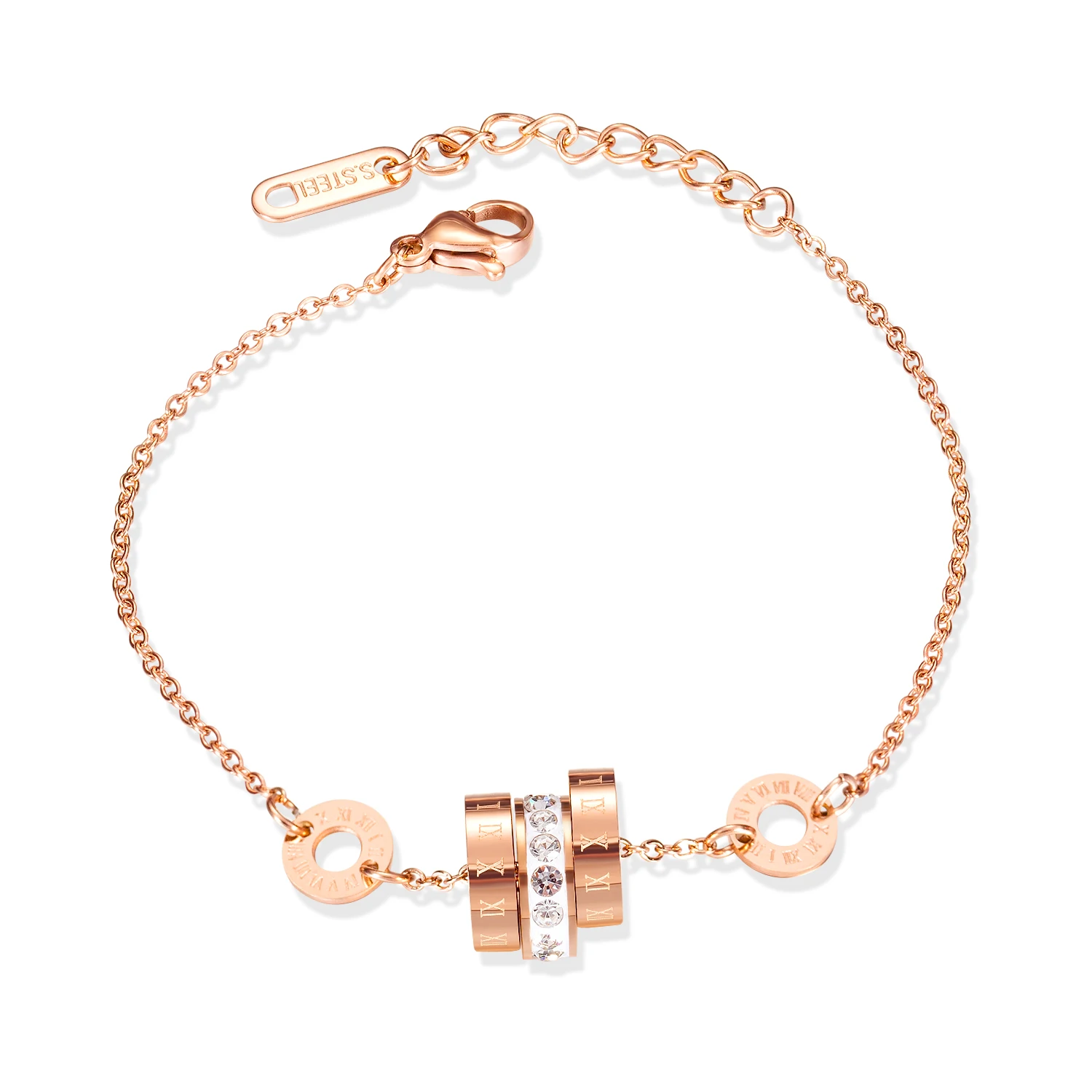 Wholesale adjustable fashion rose gold zircon jewelry titanium stainless steel charm chain bracelet for girls women
Wholesale adjustable fashion rose gold zircon jewelry titanium stainless steel charm chain bracelet for girls women