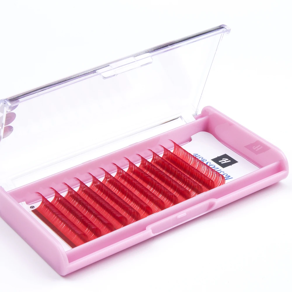 0.05 hot red russian volume eyelash extensions silk soft light weight super flexible premium colored lashes private label vendor
0.05 hot red russian volume eyelash extensions silk soft light weight super flexible premium colored lashes private label vendor