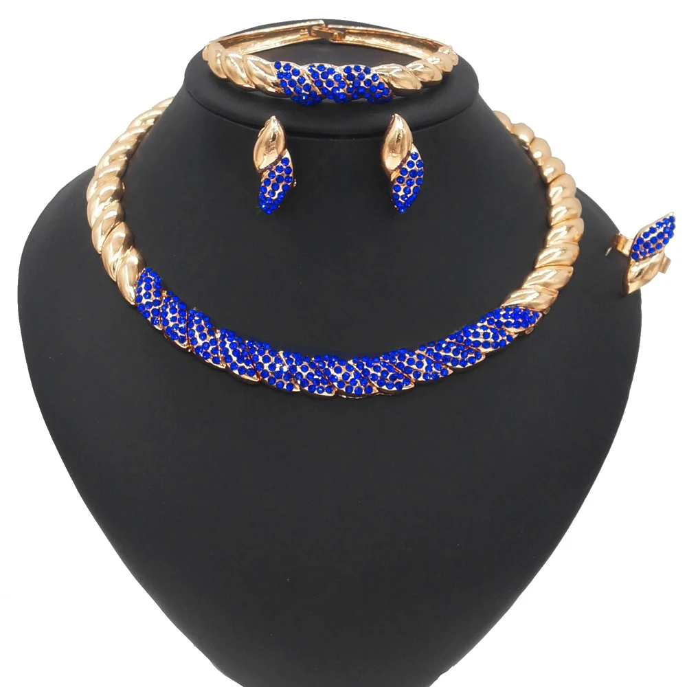 New arrival Women African blue crystal round necklace design Jewelry Sets Gold Plated 18k Alloy engagement Necklace Sets
New arrival Women African blue crystal round necklace design Jewelry Sets Gold Plated 18k Alloy engagement Necklace Sets