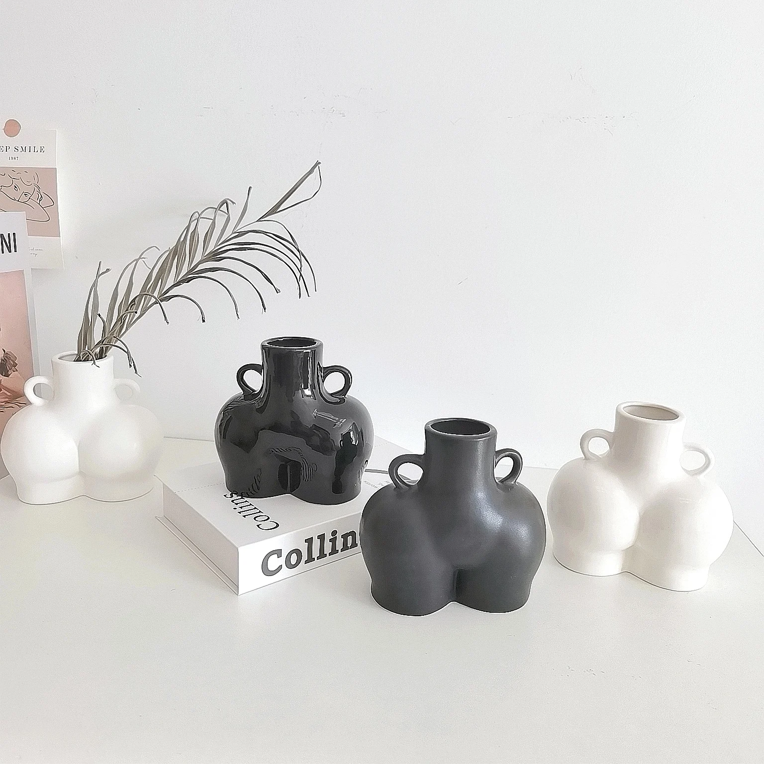 Female Body Flower Vase Small Black Ceramic Small Creative human body design sexy and elegant butt shape vase, As picture
Female Body Flower Vase Small Black Ceramic Small Creative human body design sexy and elegant butt shape vase, As picture